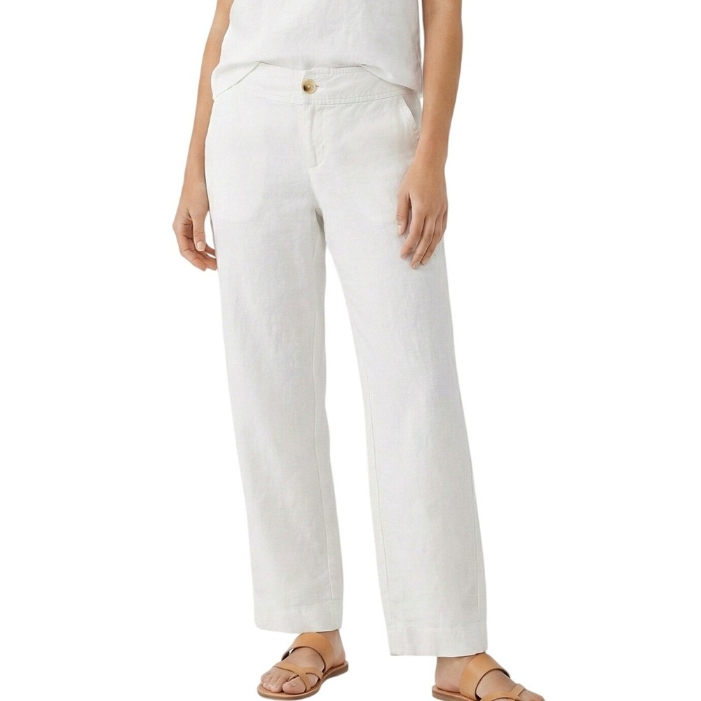 Banana Republic‎ Factory Store Linen Wide Leg Cropped Pants Womens 12 Off White